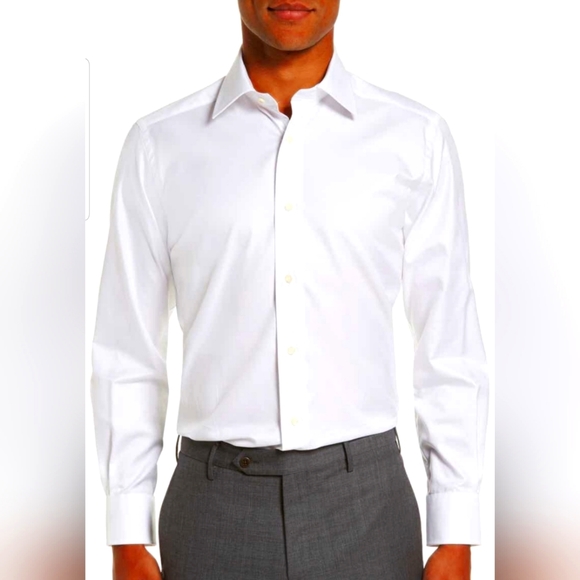 David Donahue Regular Fit and trim Superfine Twill Dress Shirt size various - Picture 1 of 14
